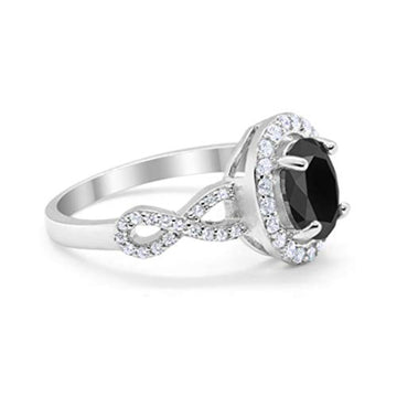 Art Deco Wedding Ring Oval Simulated Black CZ 925 Sterling Silver